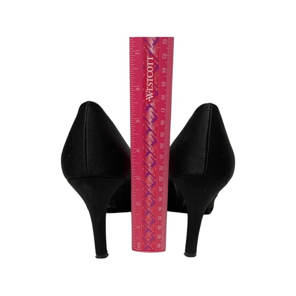 Mootsies Tootsies collection black satin and circle rhinestone LIDO heels 8.5 M - Picture 7 of 9